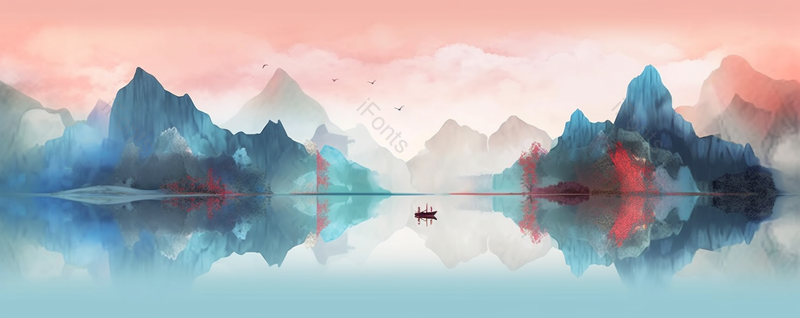 新中式古风意境水墨山水画青绿国潮山水画背景,插画/手绘图,插画/手绘图库,插画/手绘图下载,插画/手绘